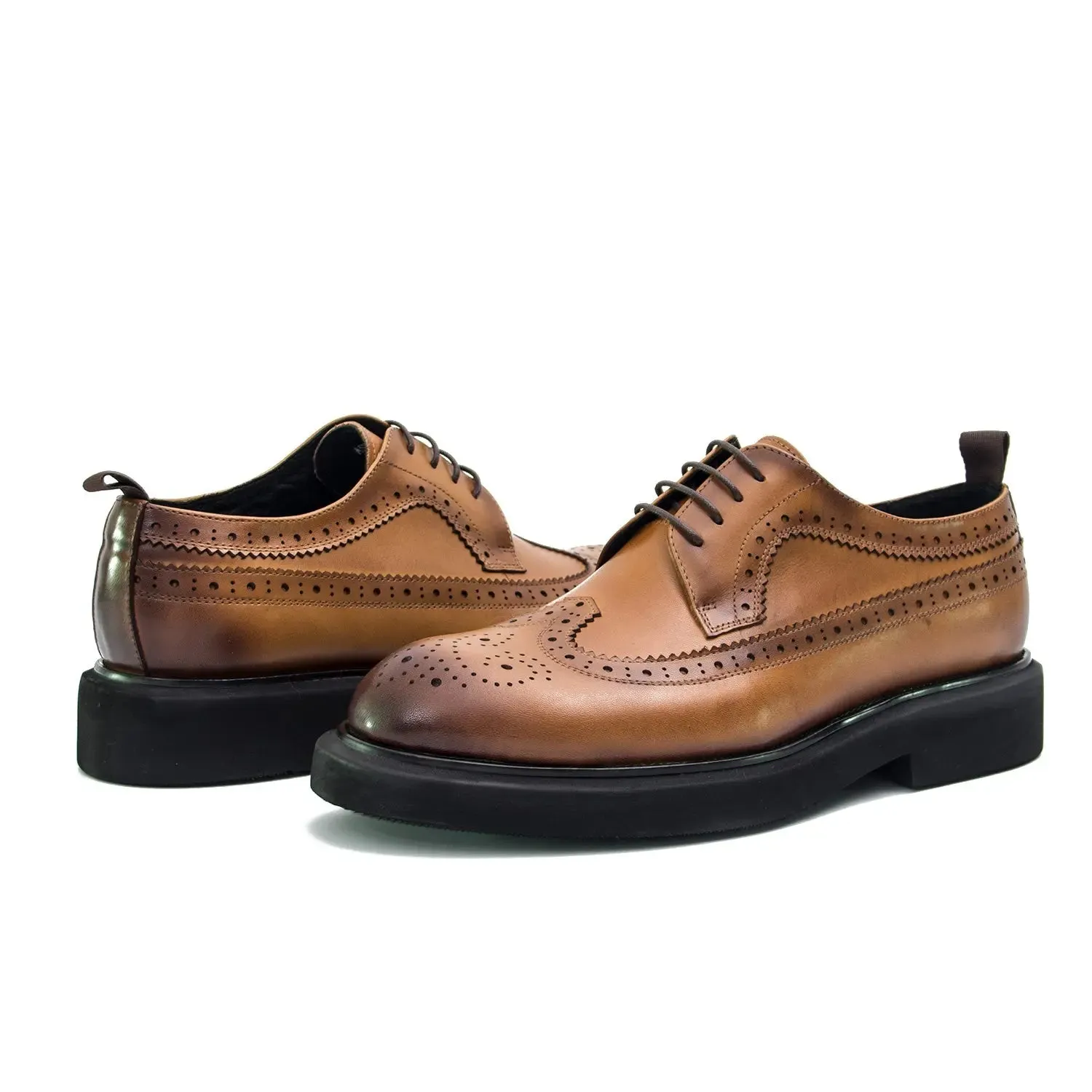 Men's brown brogue leather dress shoes