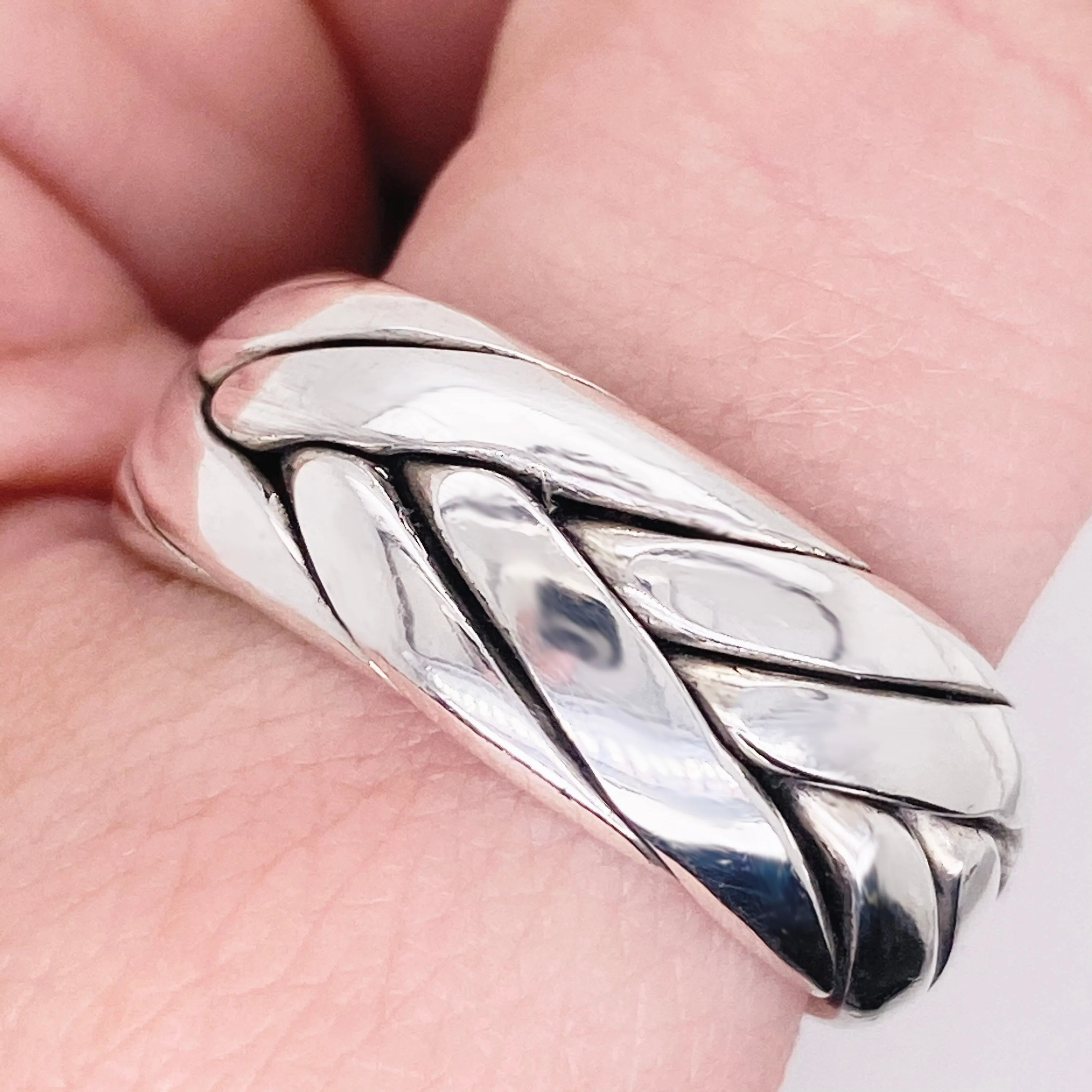 Men's Sterling Silver Braided Wedding Band