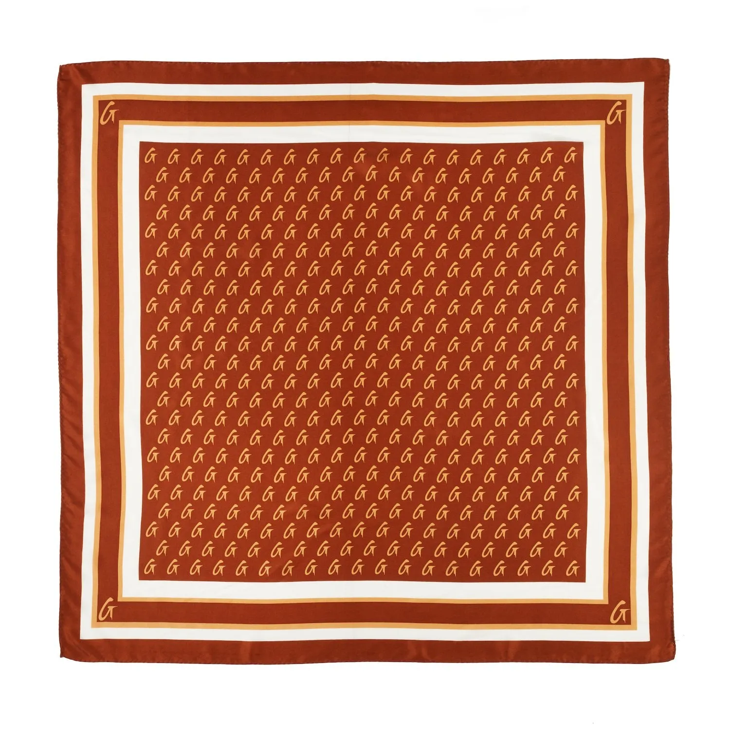 MONOGRAM SILK SCARF BROWN-LARGE