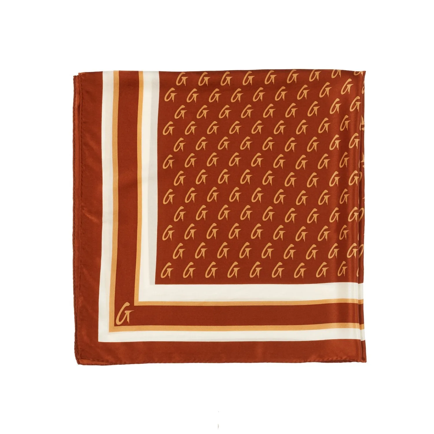 MONOGRAM SILK SCARF BROWN-LARGE