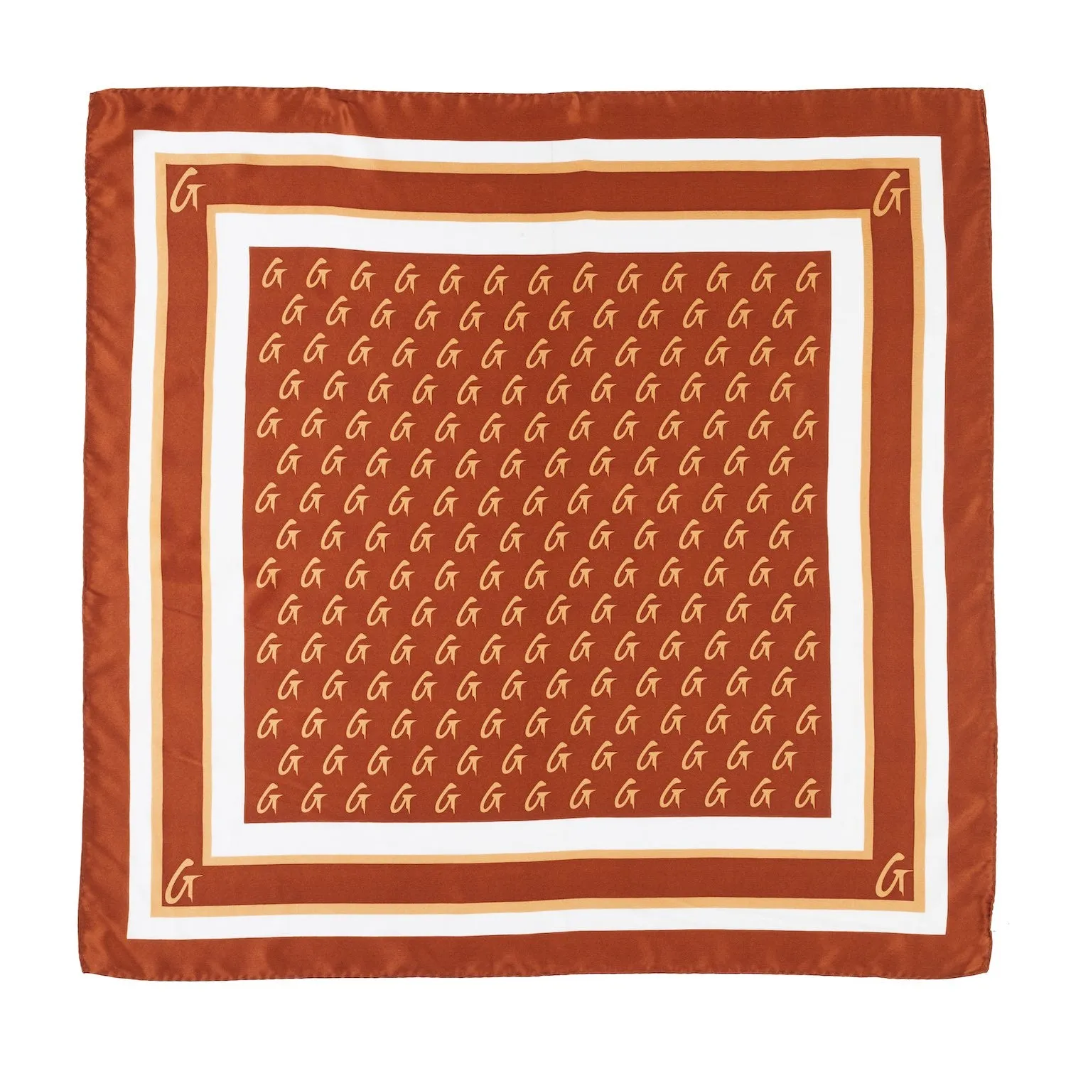 MONOGRAM SILK SCARF BROWN-MEDIUM