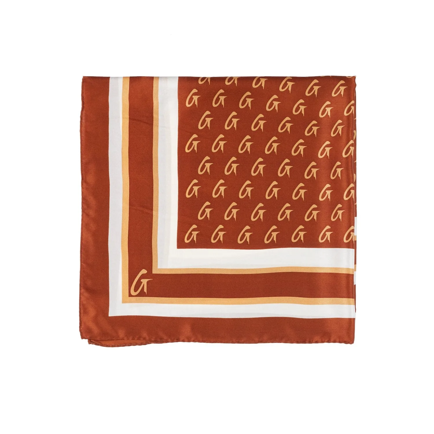 MONOGRAM SILK SCARF BROWN-MEDIUM