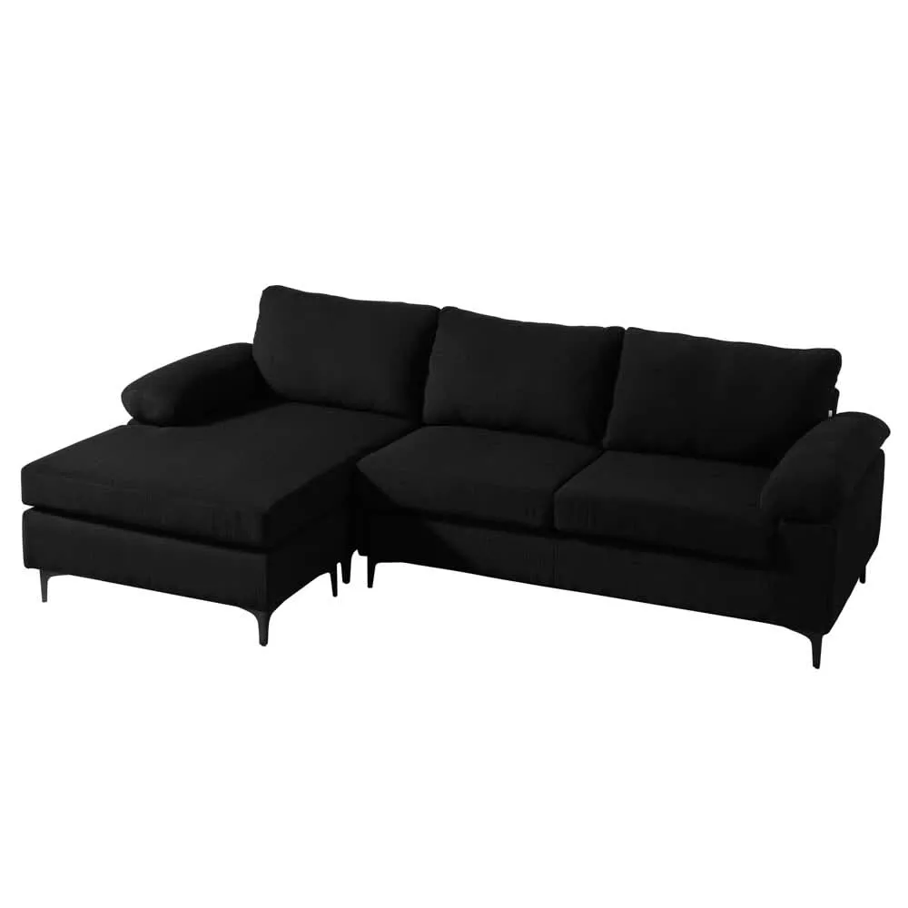 Ovios Living Room Sofa Reversible Chaise 100.40" Wide with Ottoman