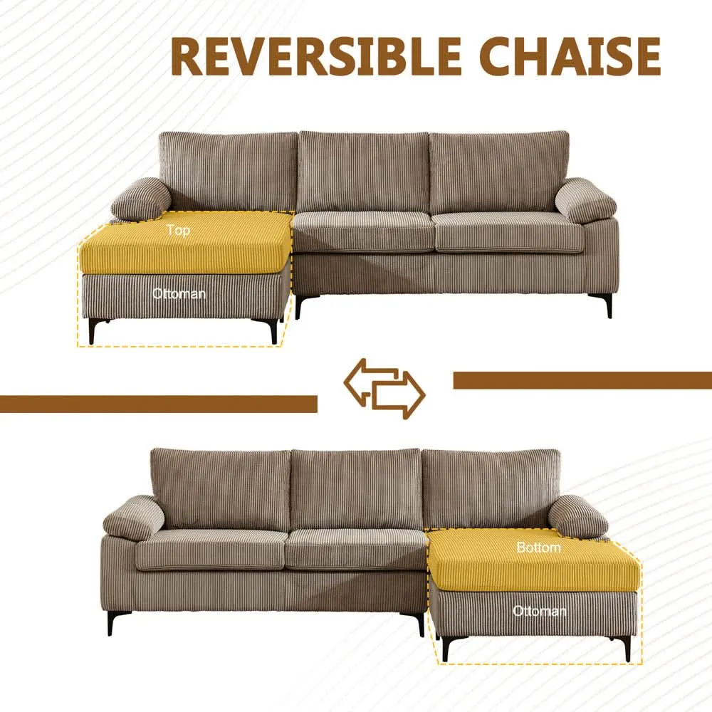 Ovios Living Room Sofa Reversible Chaise 100.40" Wide with Ottoman