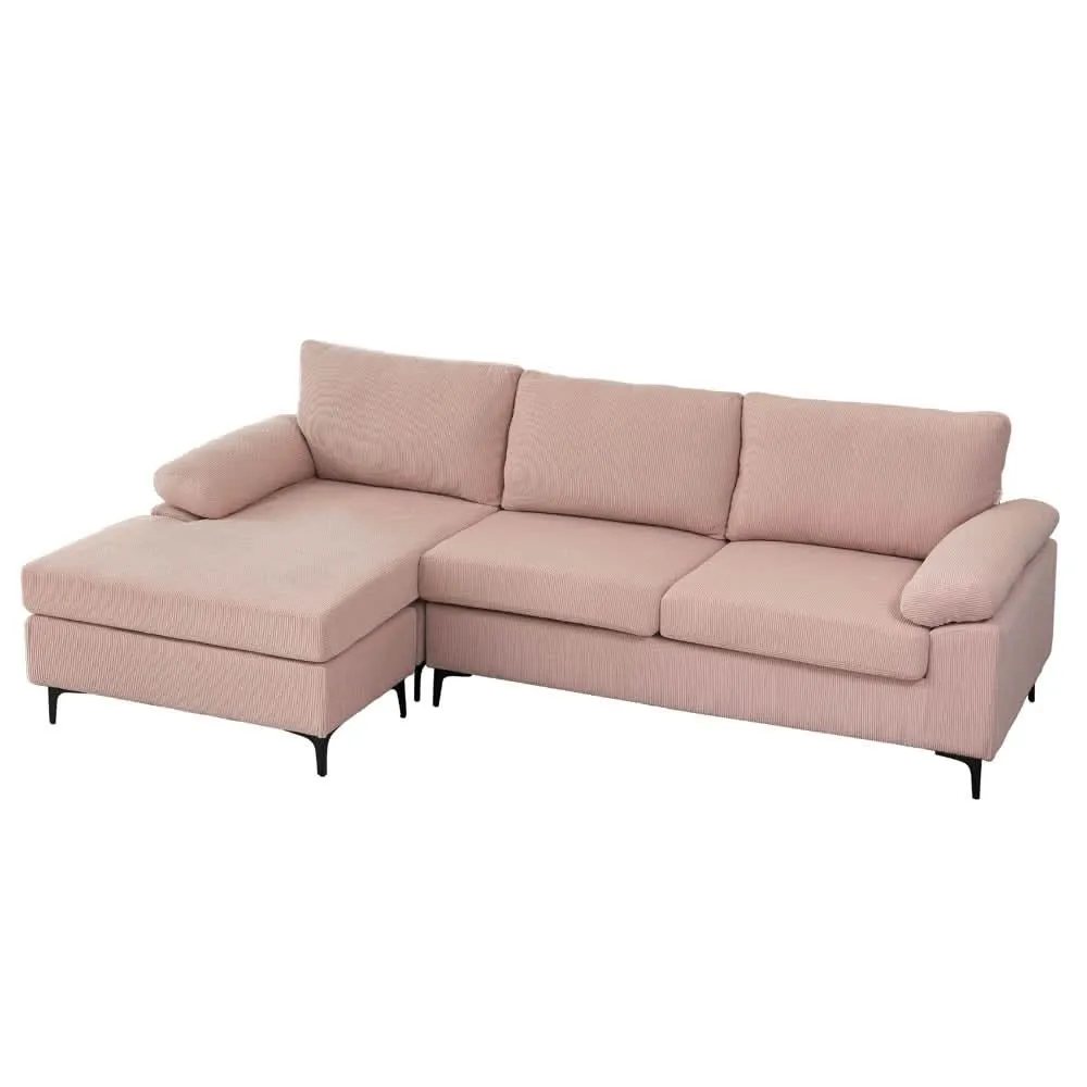 Ovios Living Room Sofa Reversible Chaise 100.40" Wide with Ottoman