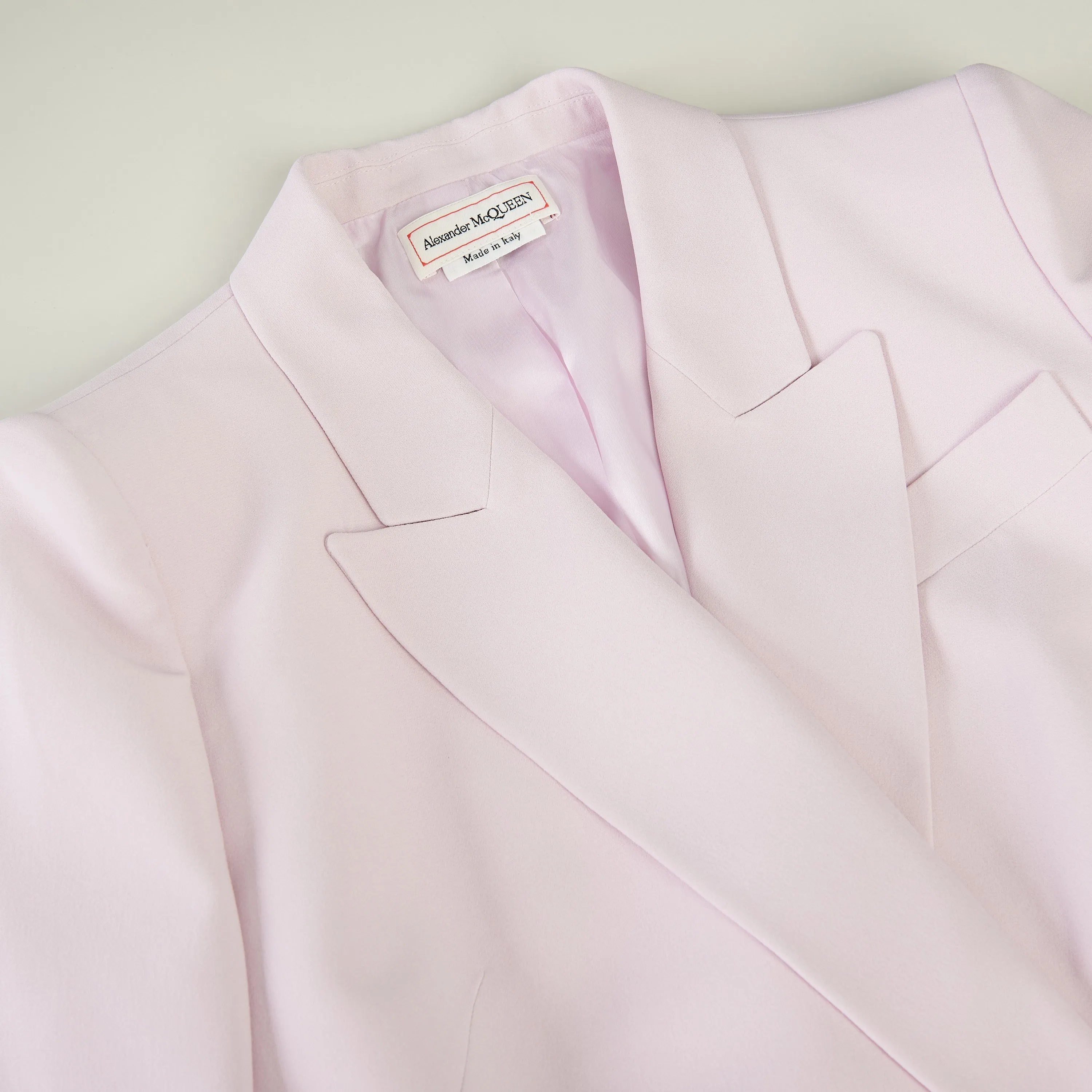 Pink Asymetric Blazer Jacket - Peak Lapels, Crepe