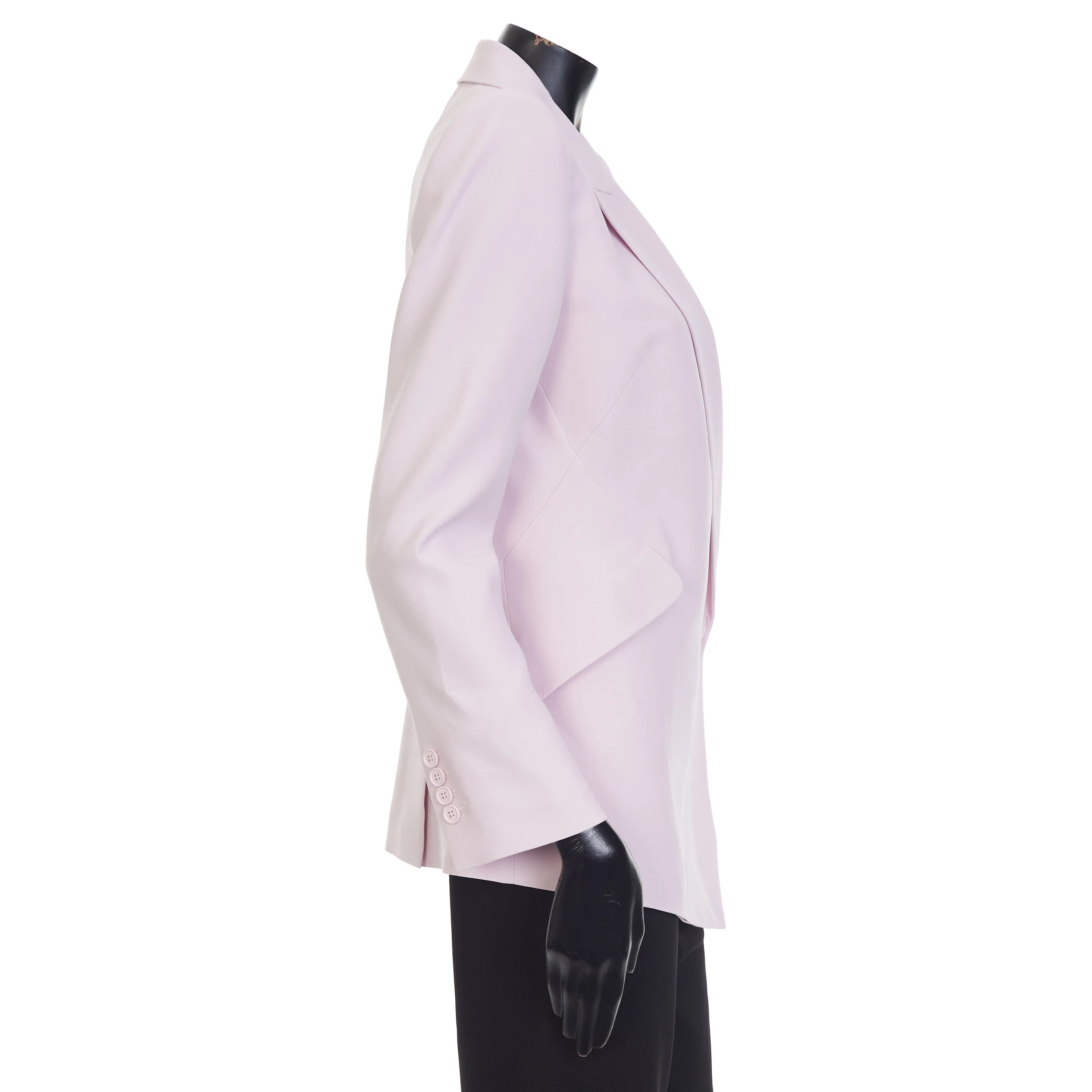 Pink Asymetric Blazer Jacket - Peak Lapels, Crepe