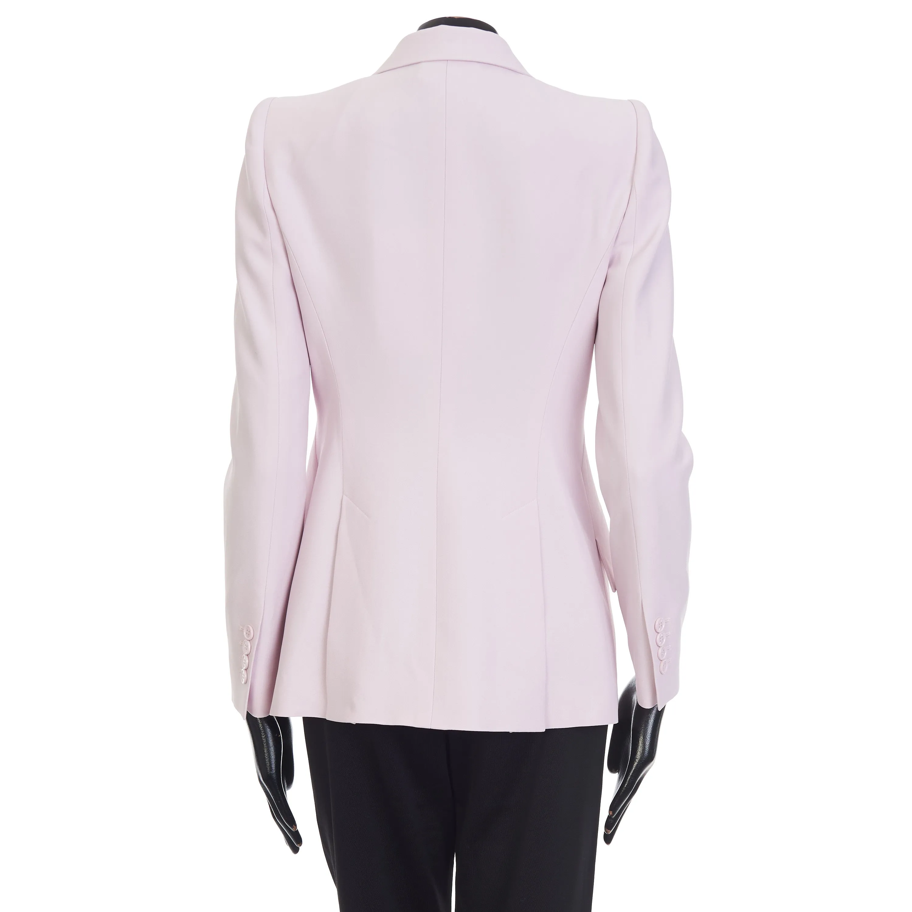 Pink Asymetric Blazer Jacket - Peak Lapels, Crepe