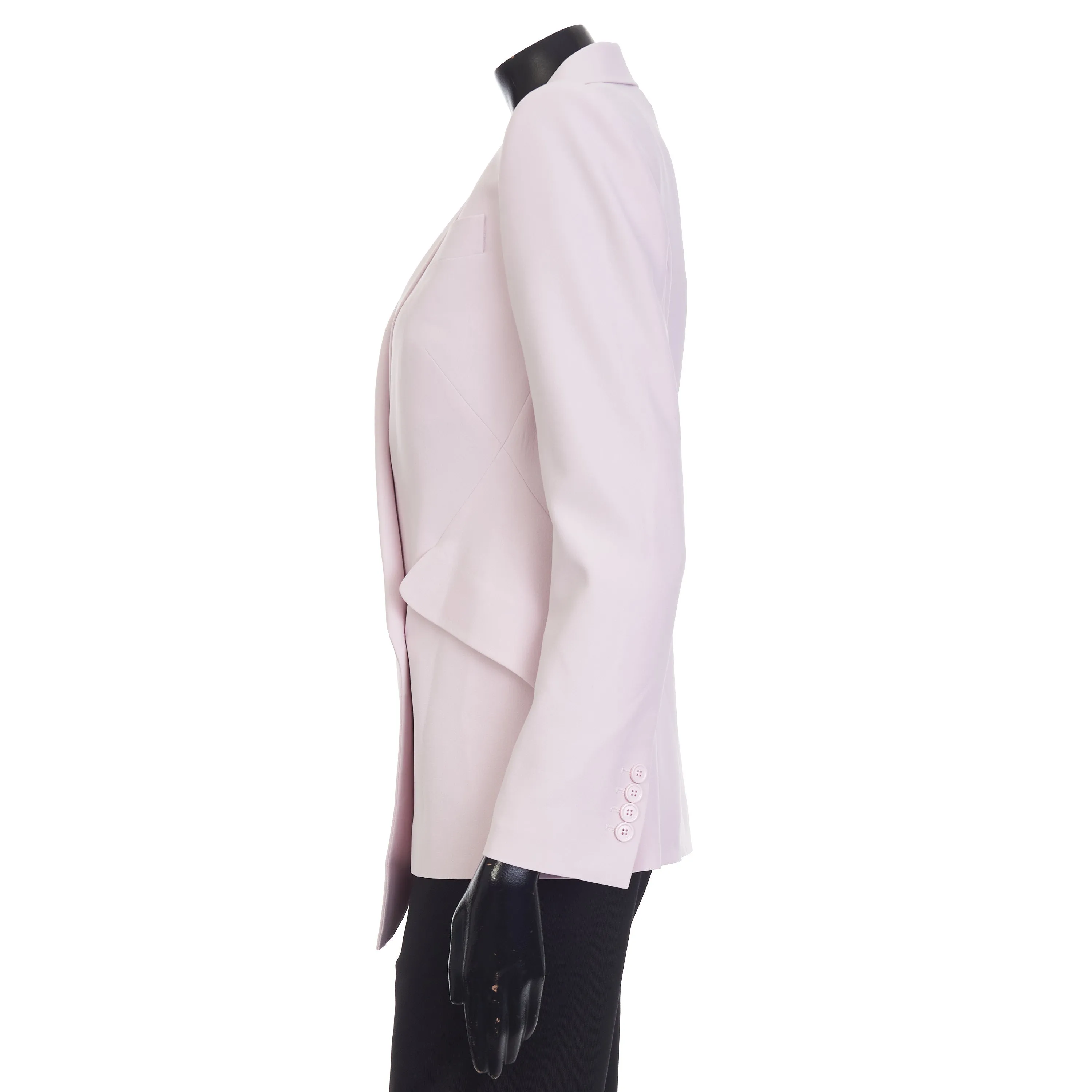 Pink Asymetric Blazer Jacket - Peak Lapels, Crepe