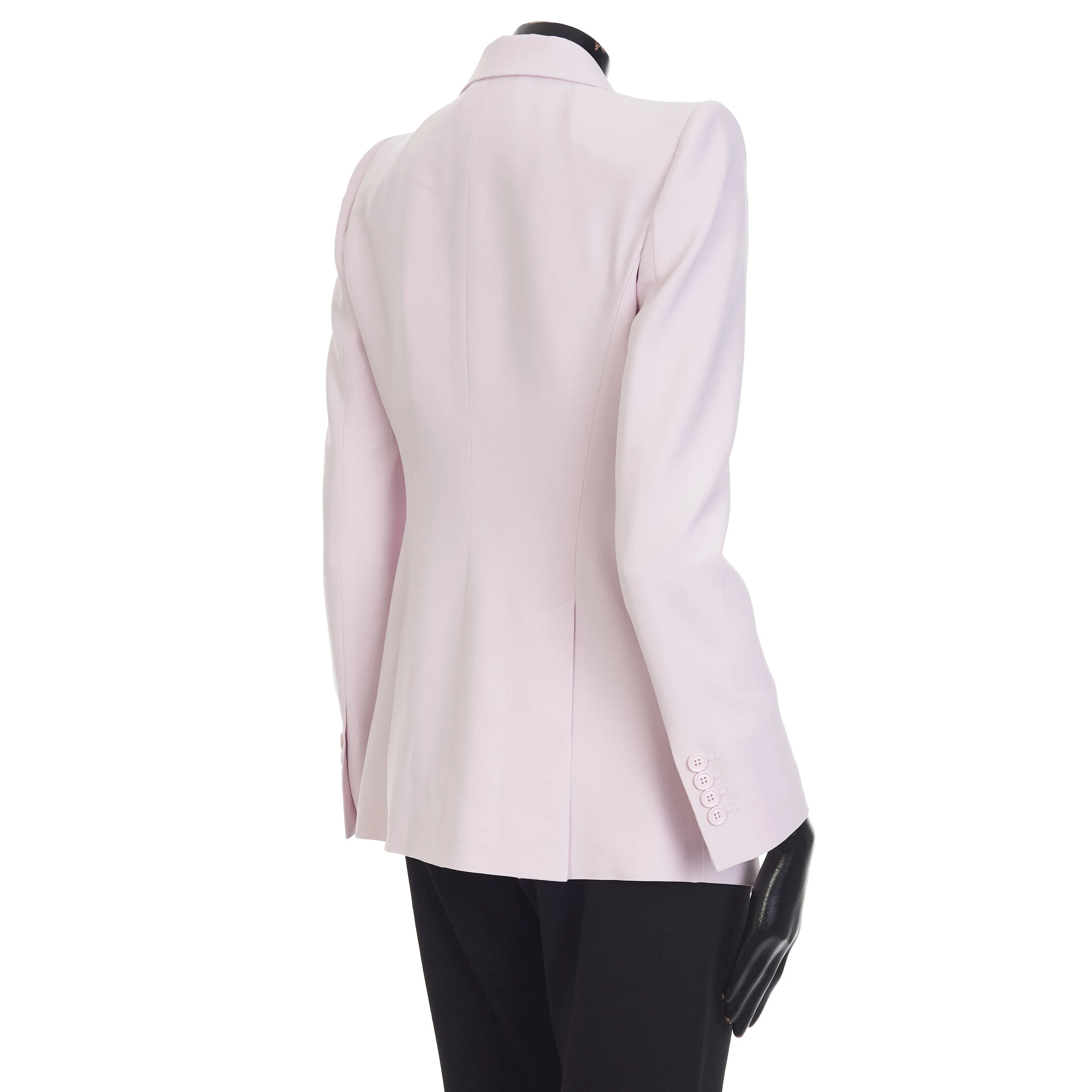 Pink Asymetric Blazer Jacket - Peak Lapels, Crepe