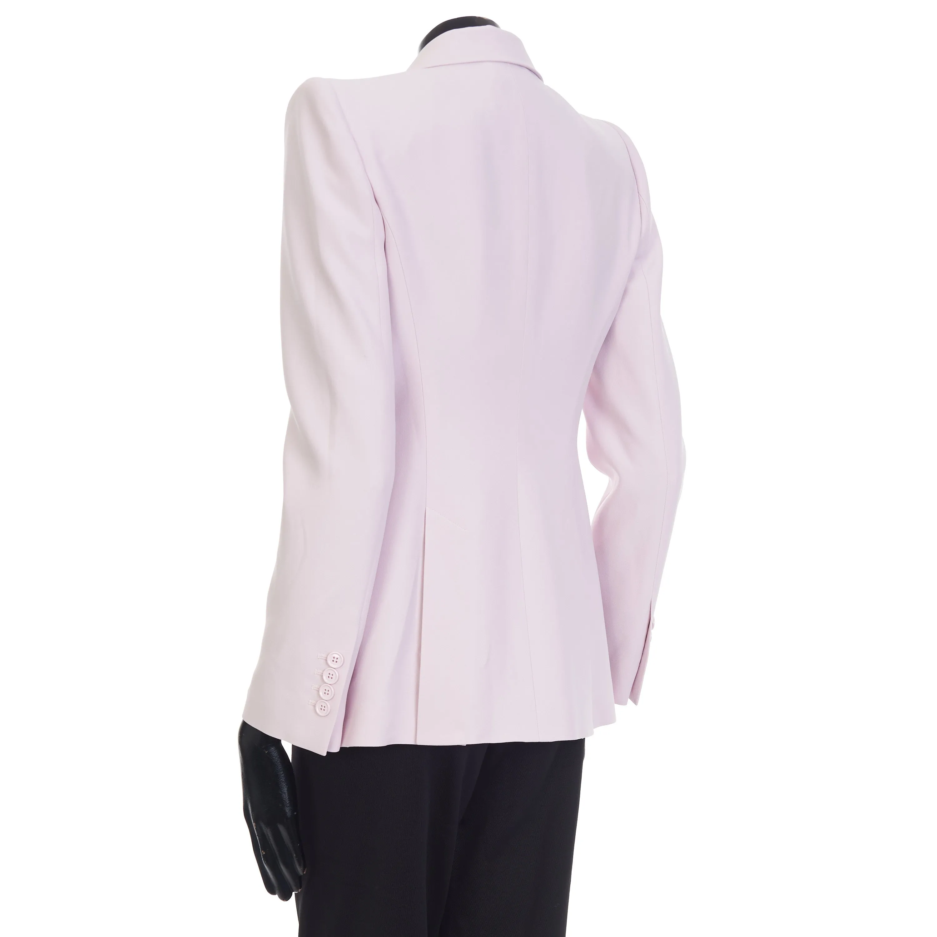 Pink Asymetric Blazer Jacket - Peak Lapels, Crepe