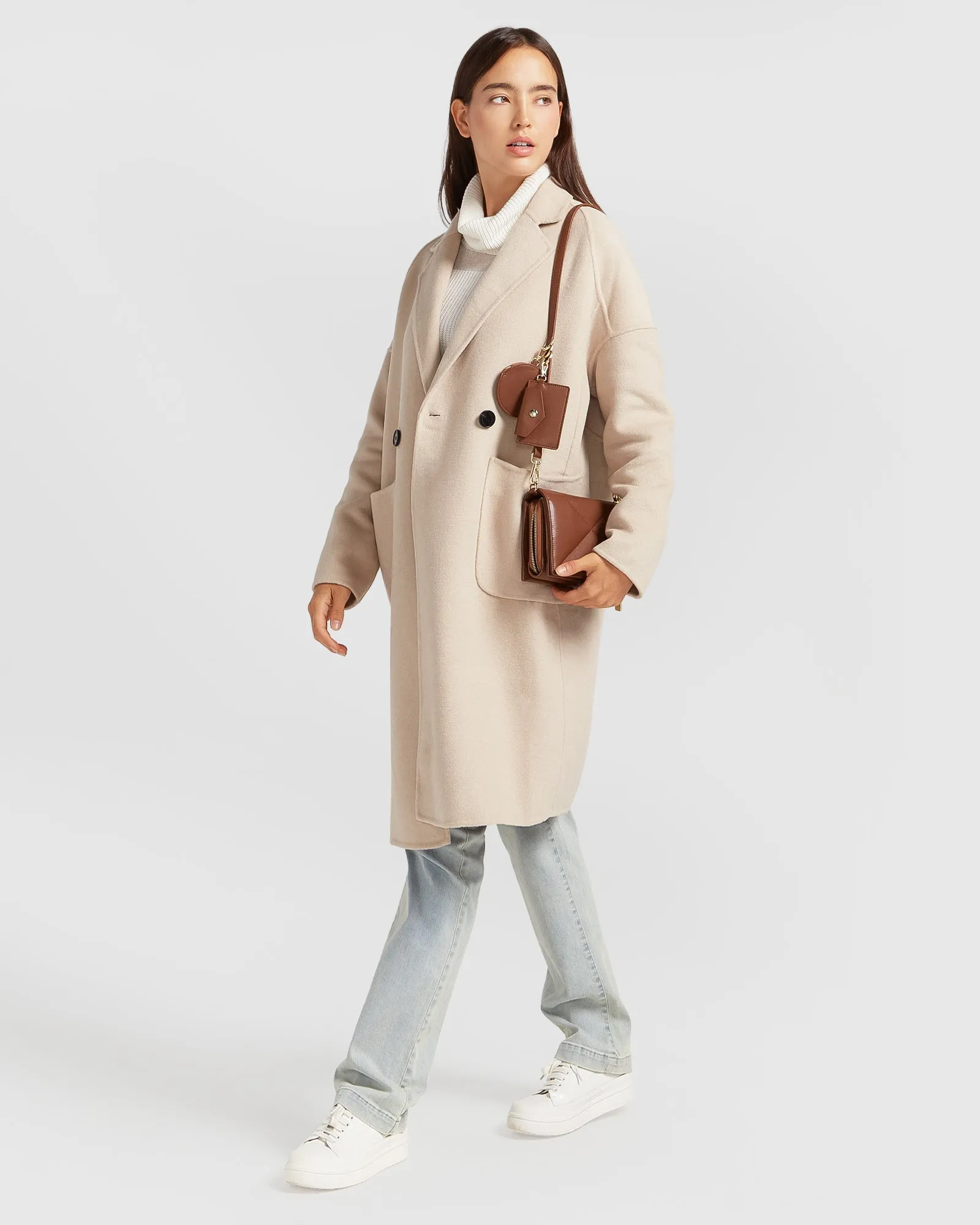 Publisher Double-Breasted Wool Blend Coat - Sand