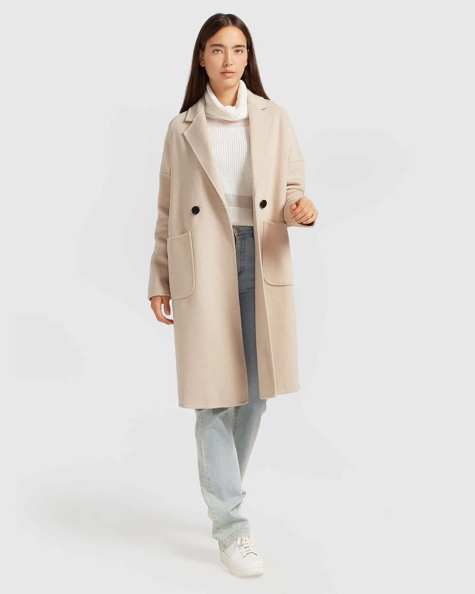 Publisher Double-Breasted Wool Blend Coat - Sand