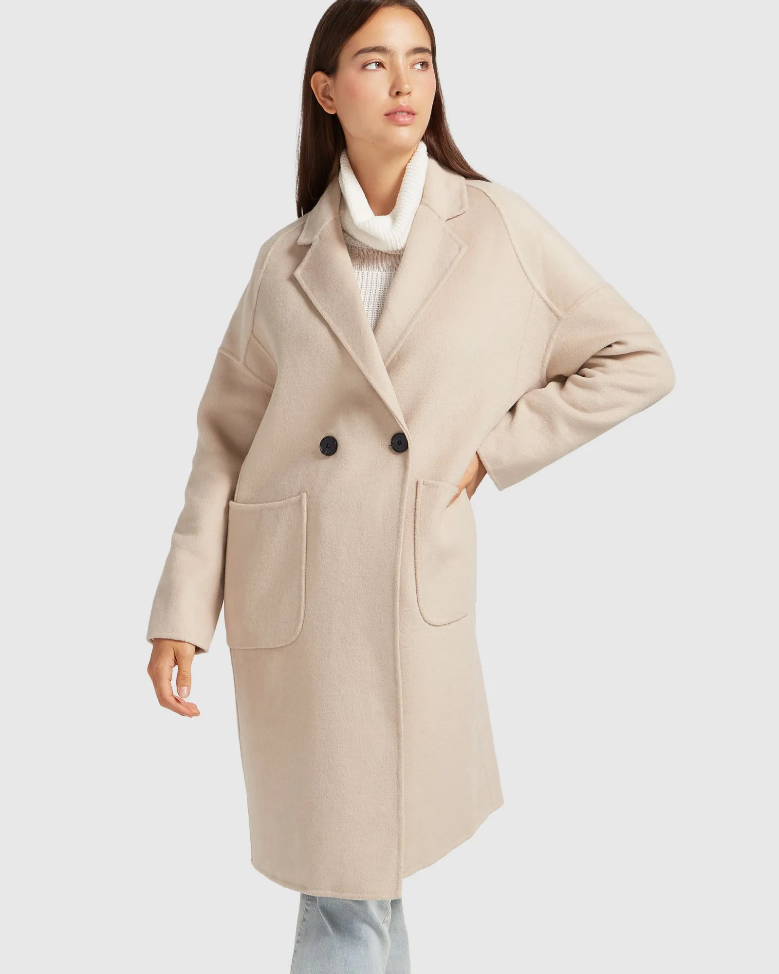 Publisher Double-Breasted Wool Blend Coat - Sand