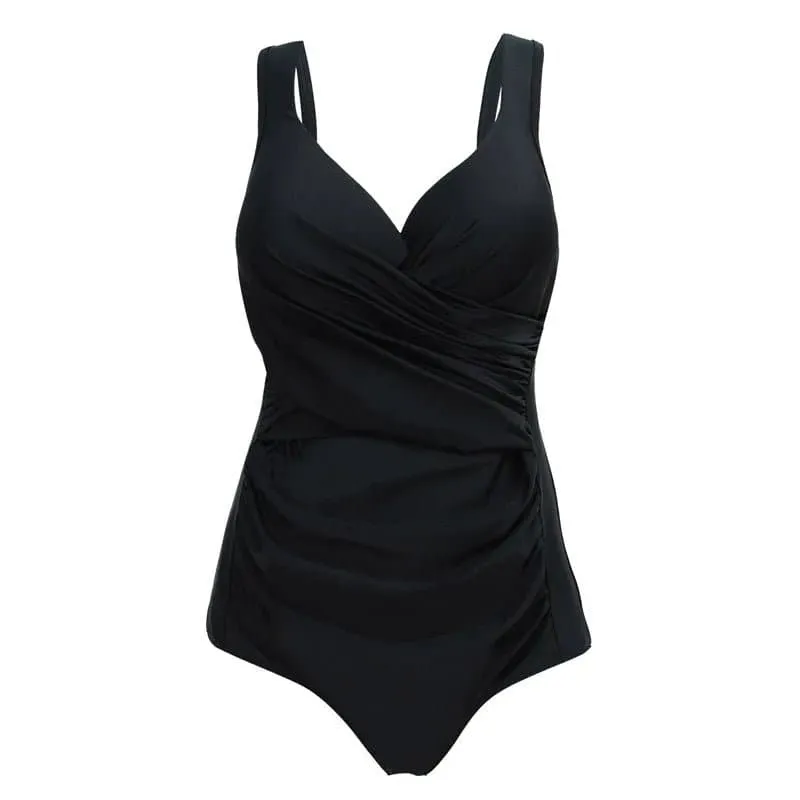 Push-Up One Piece Swimsuit with Wired Bra - Flattering Solid Pattern - High-Quality Spandex - Sizes S-XXL