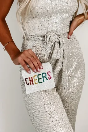 "Cheers" Beaded Coin Purse (White)