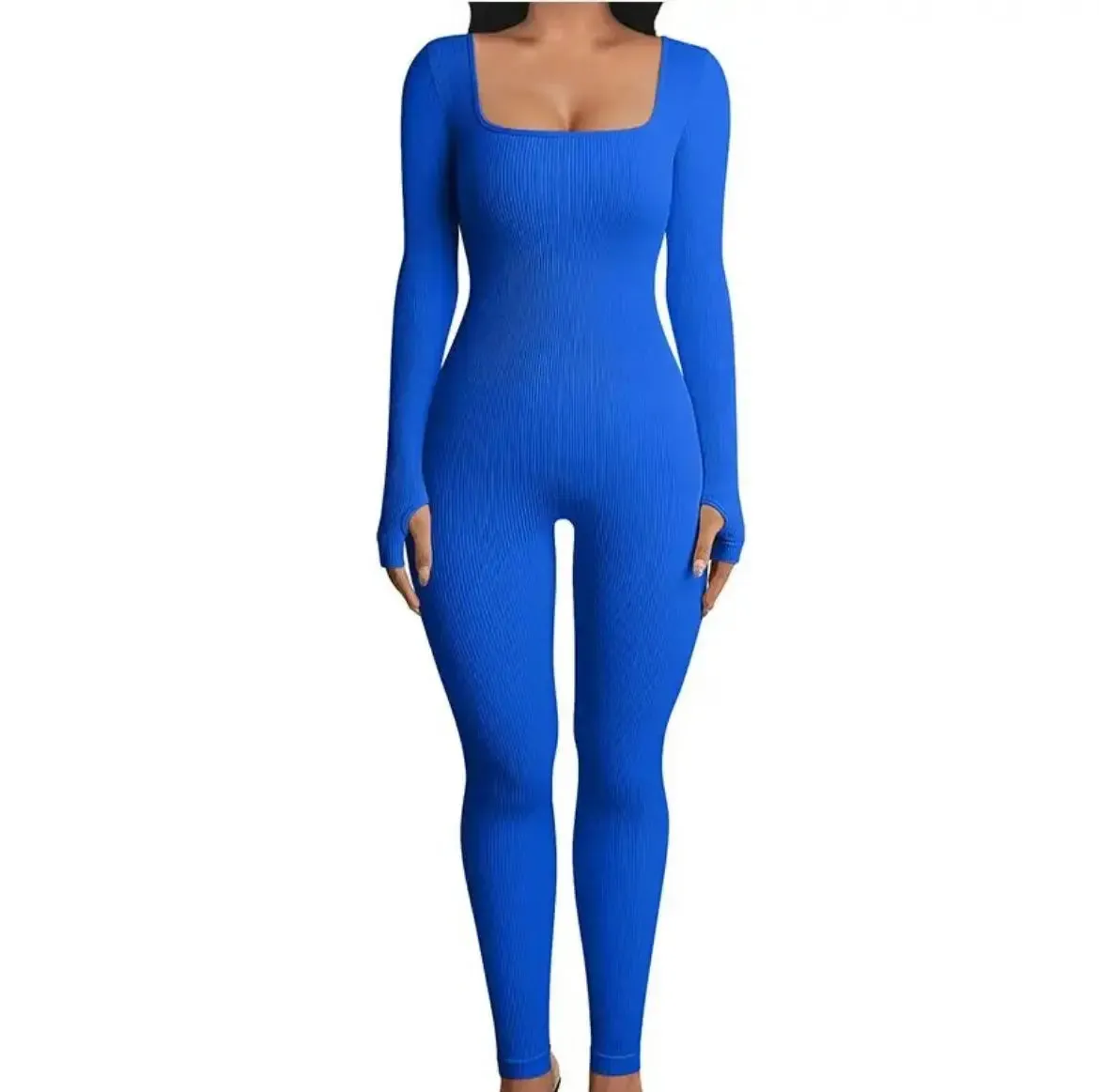 Ribbed Long Sleeve Jumpsuit