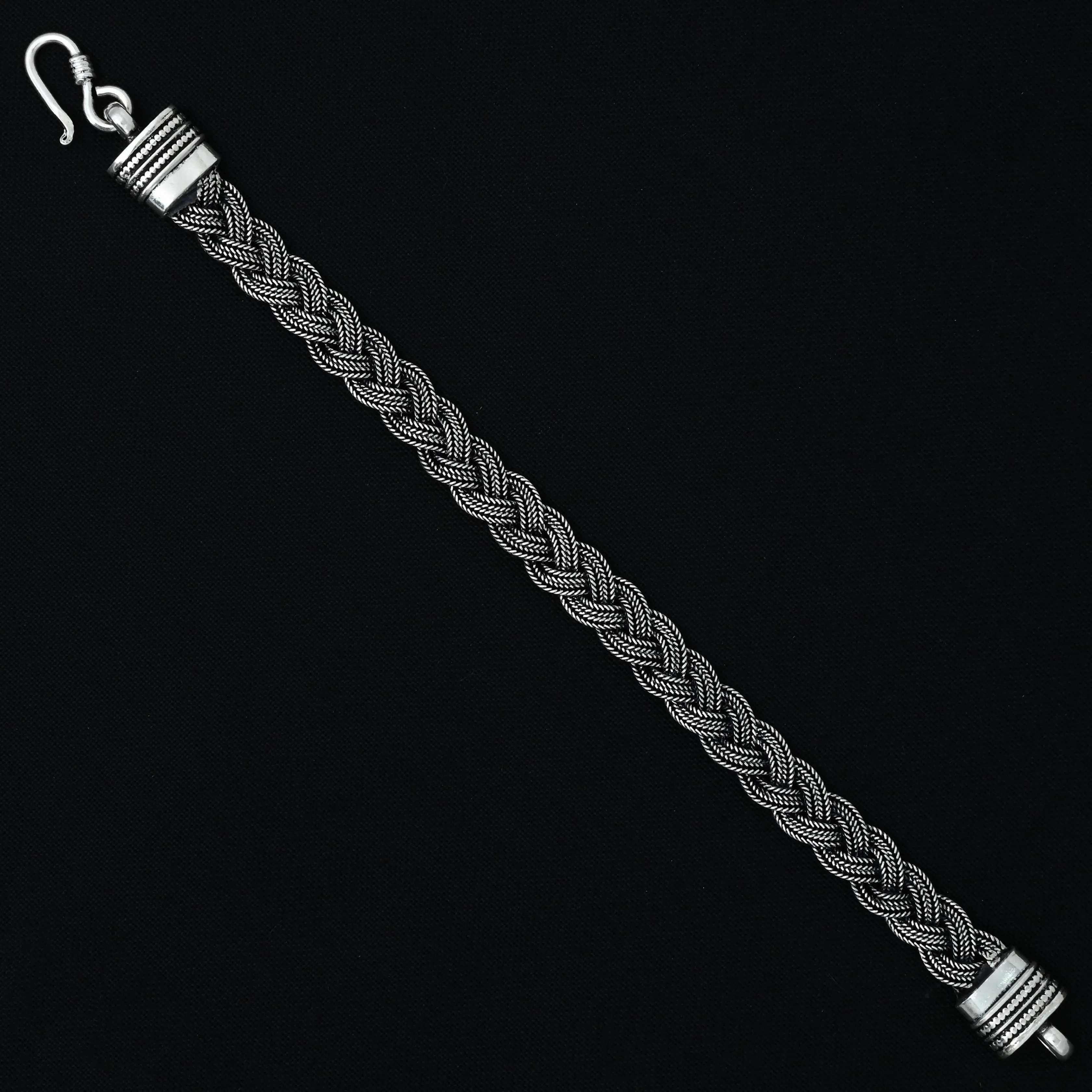 Silver Black Chain Design Bracelet for Boys