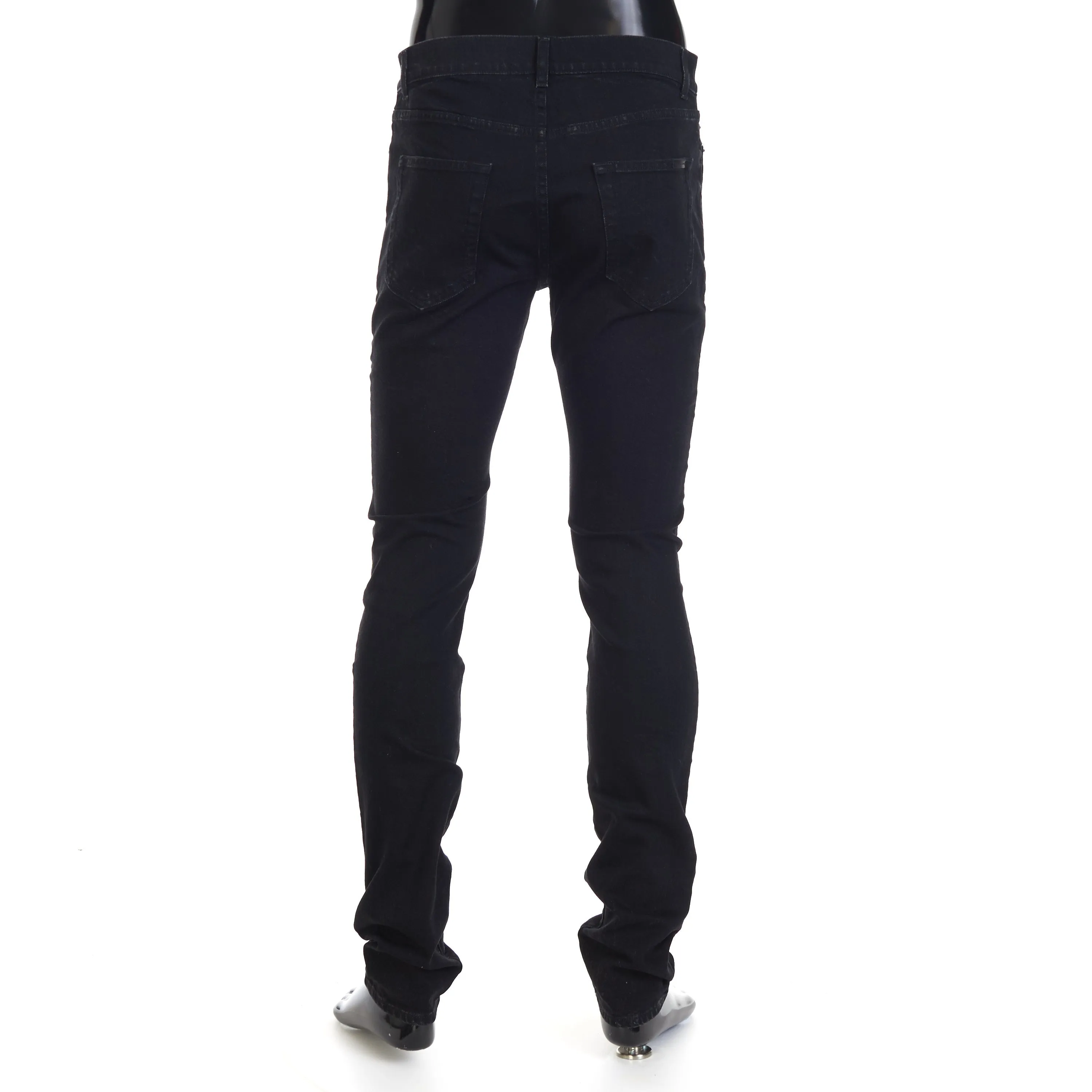 Skinny Jeans - Black Denim, Mid Rise, Five Pocket