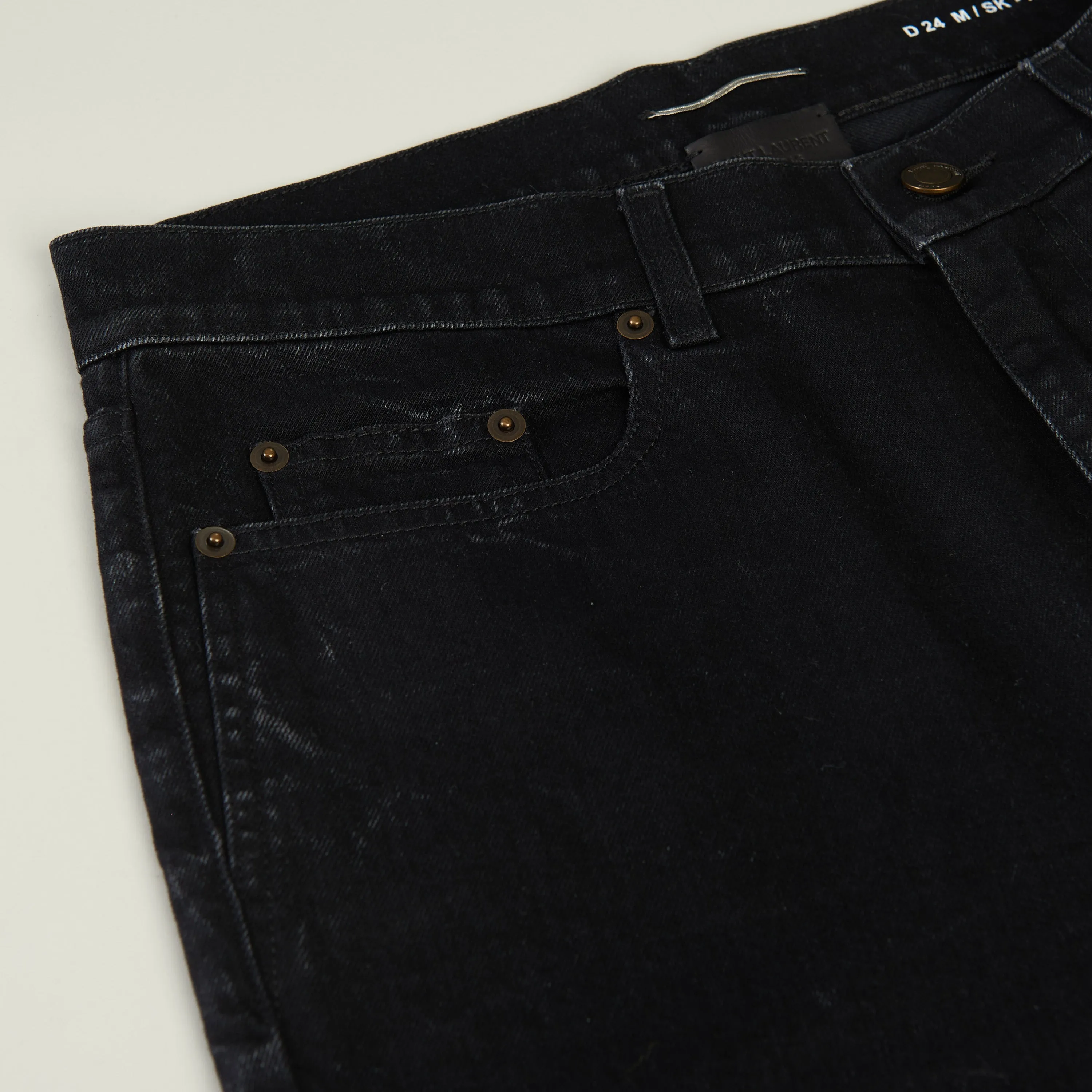 Skinny Jeans - Black Denim, Mid Rise, Five Pocket