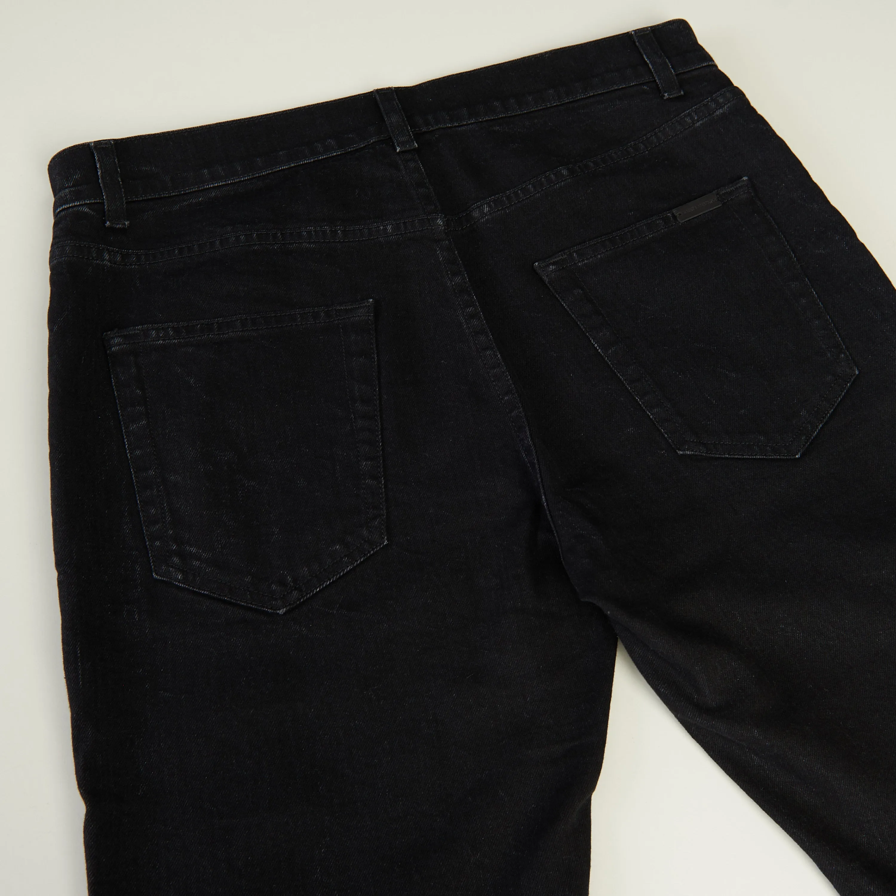 Skinny Jeans - Black Denim, Mid Rise, Five Pocket