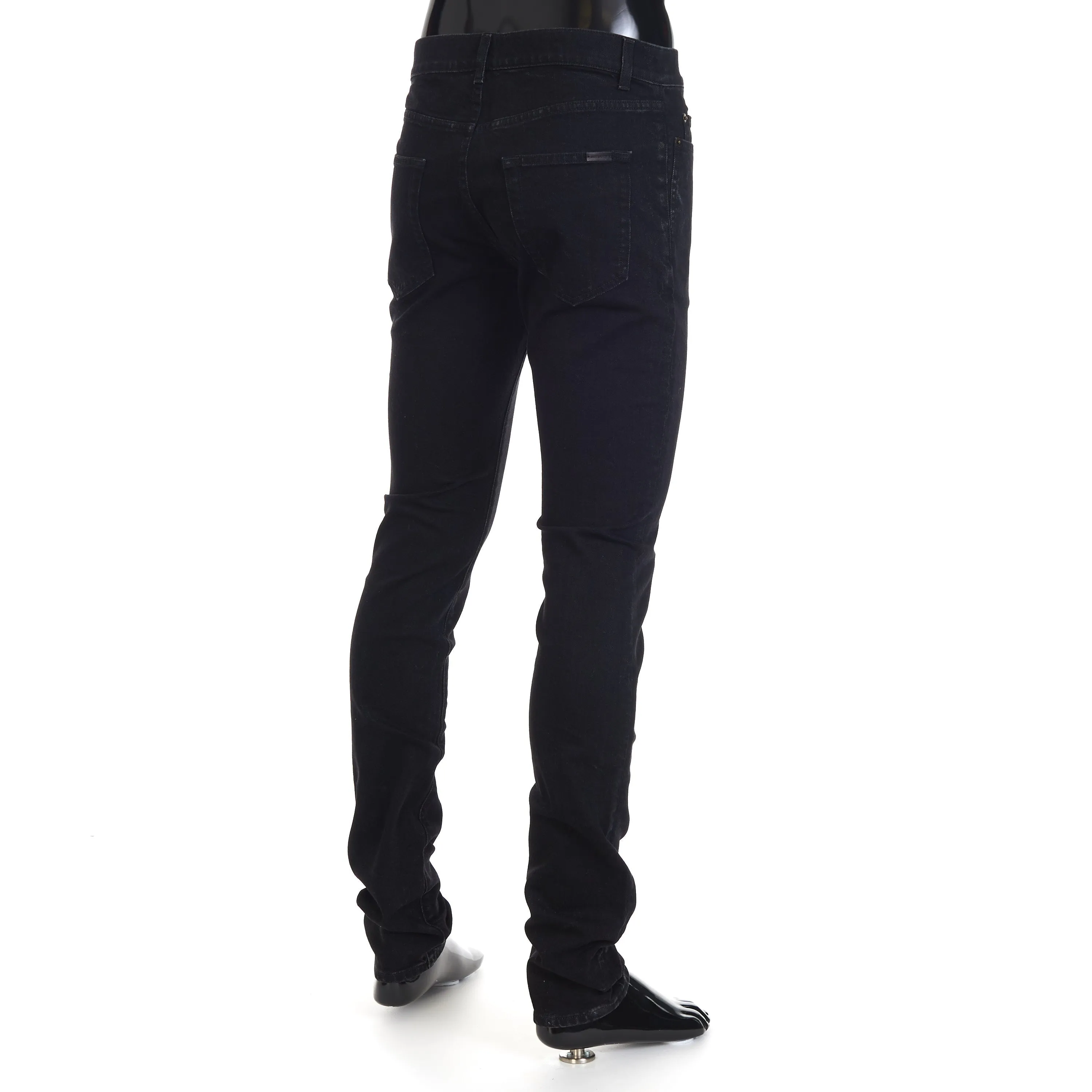 Skinny Jeans - Black Denim, Mid Rise, Five Pocket