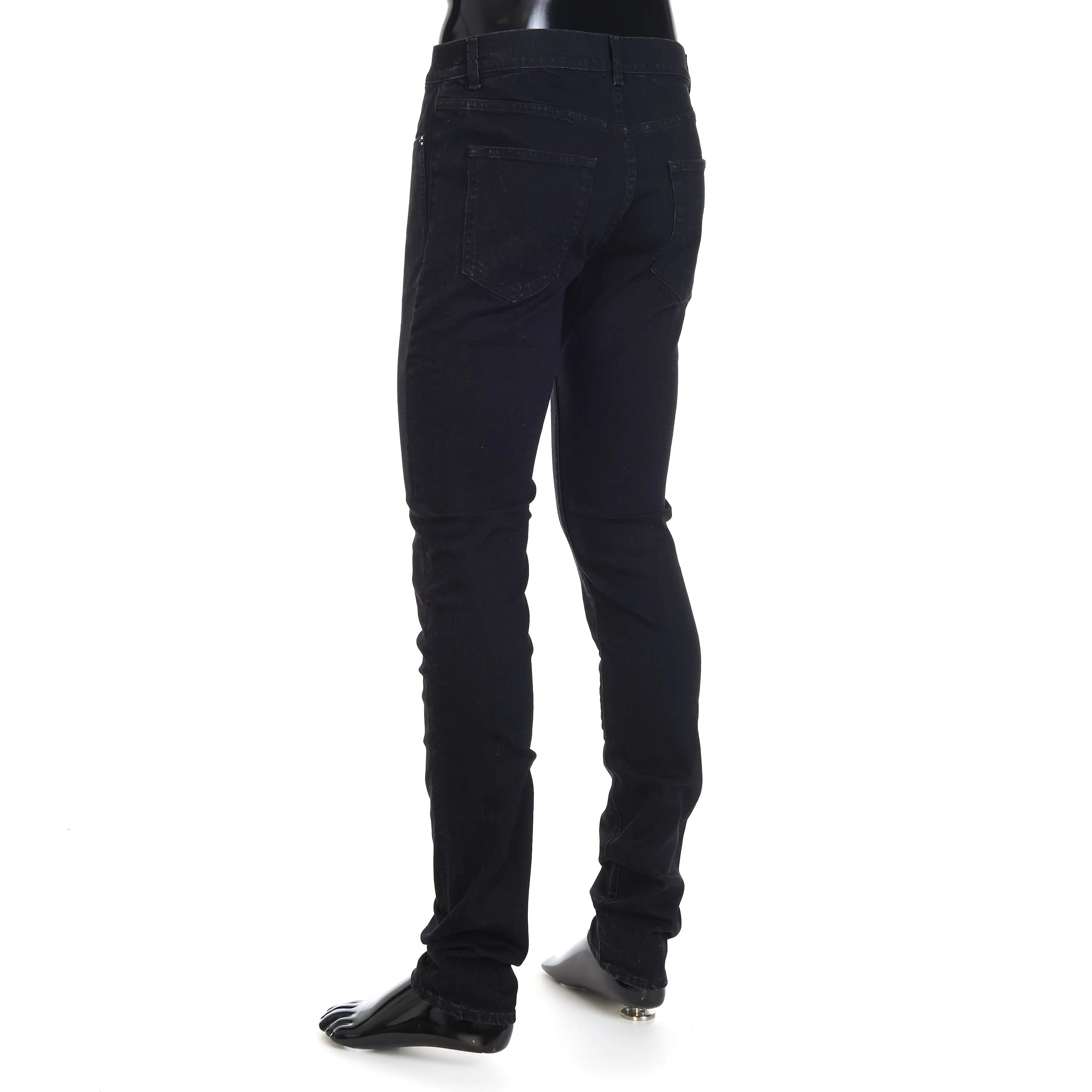 Skinny Jeans - Black Denim, Mid Rise, Five Pocket