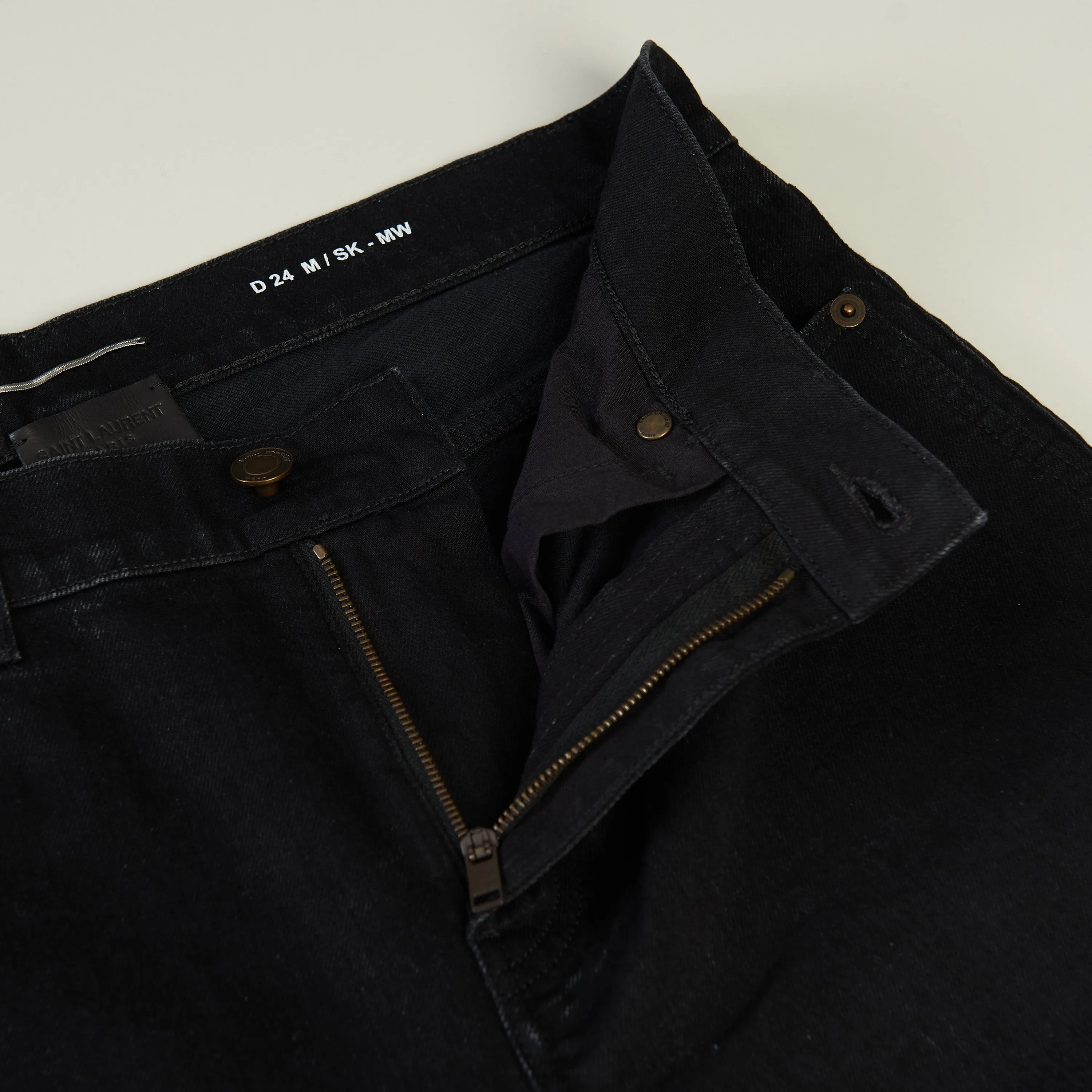 Skinny Jeans - Black Denim, Mid Rise, Five Pocket