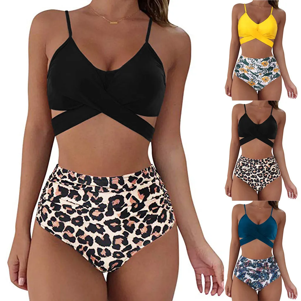 Soild Print Bikini Set