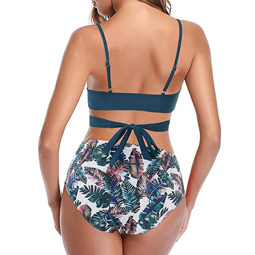 Soild Print Bikini Set