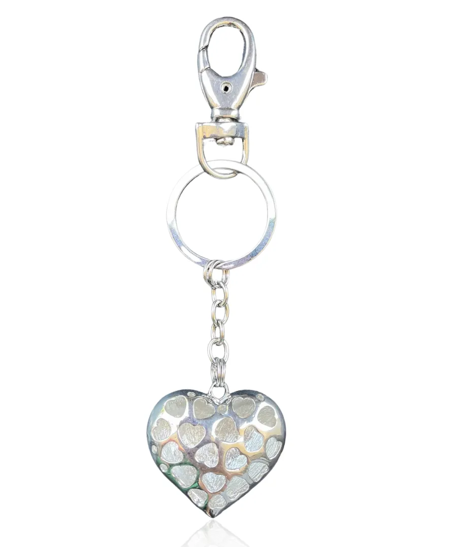 Sparkling Silver Heart Bag Charm