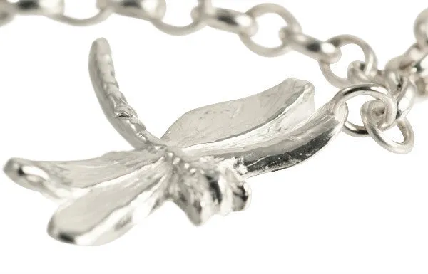 Sterling Silver chain bracelet  with Sterling Silver DragonFly  Charm