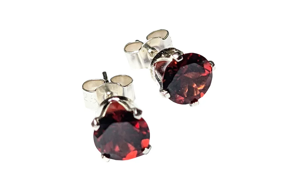 Sterling Silver flame garnet studs