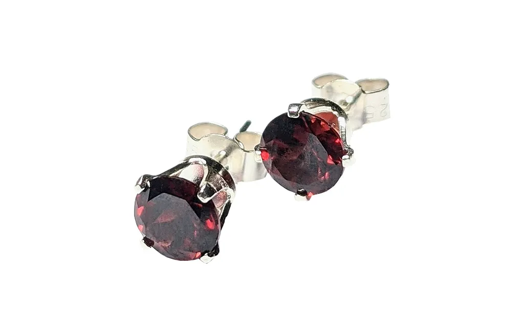 Sterling Silver flame garnet studs