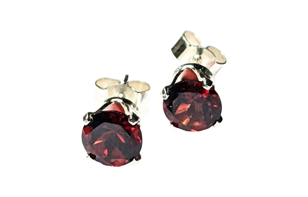 Sterling Silver flame garnet studs