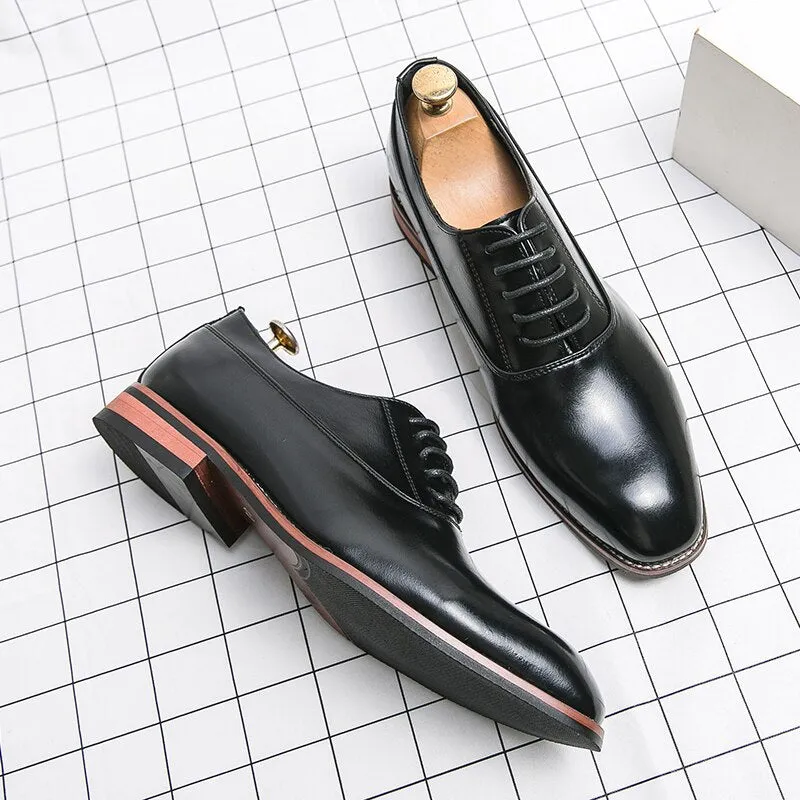 West Louis™ Classic Business Formal Pointed Leather Oxford Shoes