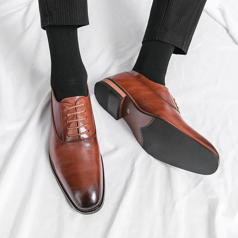 West Louis™ Classic Business Formal Pointed Leather Oxford Shoes