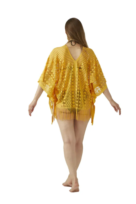 Women's Beach Dress- Colorful Golden Summer Cover-Up Dress for Lake or Pool