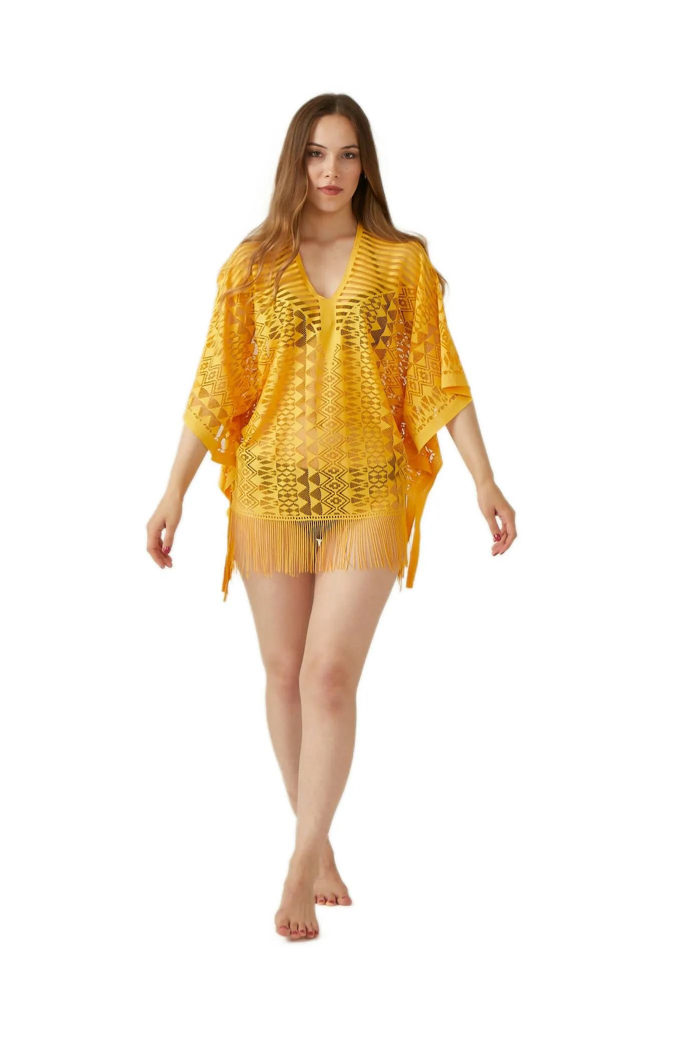 Women's Beach Dress- Colorful Golden Summer Cover-Up Dress for Lake or Pool