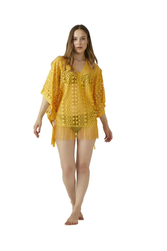 Women's Beach Dress- Colorful Golden Summer Cover-Up Dress for Lake or Pool