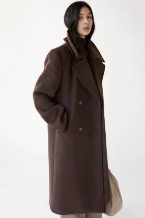 WOOL-BLEND DOUBLE BREASTED COAT WITH POCKETS